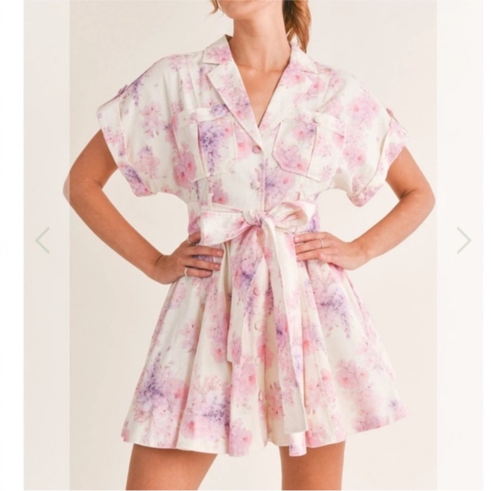Amable Green and Blue Floral dress